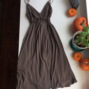 Midi length dress.